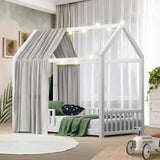 NNEED Bed Frame Kids Wooden Single House Style