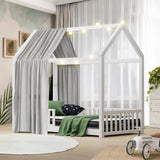 NNEED Kids Bed Frame With Single Mattress House Frame White