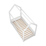 NNEED Kids Bed Frame With Single Mattress House Frame White