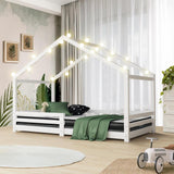 NNEED Kids Bed Frame With Single Mattress Set White