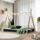 NNEED Kids Bed Frame With Single Mattress Set Teepee House Style