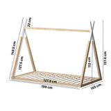 NNEED Kids Bed Frame With Single Mattress Set Teepee House Style