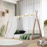 NNEED Wooden Bed Frame Single Teepee House Style