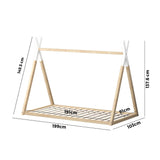 NNEED Wooden Bed Frame Single Teepee House Style