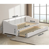 NNEED Trundle Bed Frame Daybed Single Size Wooden
