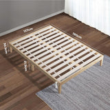 NNEED Bed Frame Double Size Pine Wood Bed Base