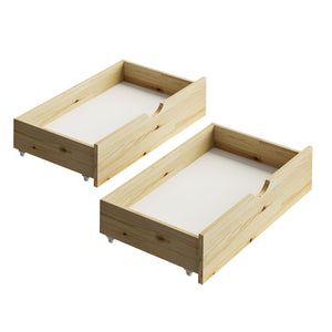 NNEED 2x Trundle Drawers for Bed Frame with Wheels Wooden