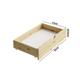 NNEED 2x Trundle Drawers for Bed Frame with Wheels Wooden