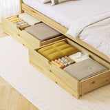NNEED 2x Trundle Drawers for Bed Frame with Wheels Wooden