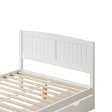 NNEED Wooden Bed Frame Double Size with Trundle Drawers White