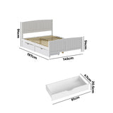 NNEED Wooden Bed Frame Double Size with Trundle Drawers White
