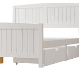 NNEED Wooden Bed Frame Double Size with Trundle Drawers White