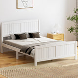 NNEED Bed Frame Double Size Timber Platform White