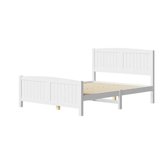 NNEED Bed Frame Double Size Timber Platform White