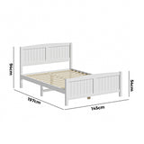 NNEED Bed Frame Double Size Timber Platform White