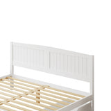 NNEED Wooden Bed Frame King Size with Trundle Drawers White