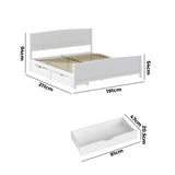 NNEED Wooden Bed Frame King Size with Trundle Drawers White