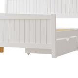 NNEED Wooden Bed Frame King Size with Trundle Drawers White