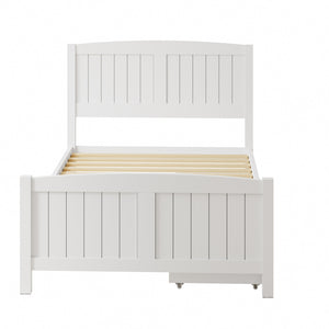 NNEED Wooden Bed Frame King Single with Trundle Drawers White