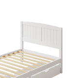 NNEED Wooden Bed Frame King Single with Trundle Drawers White