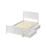 NNEED Wooden Bed Frame King Single with Trundle Drawers White
