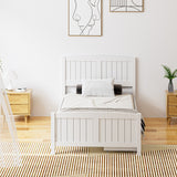 NNEED Wooden Bed Frame King Single with Trundle Drawers White
