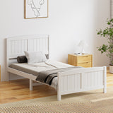 NNEED Bed Frame King Singe Size Timber Platform White