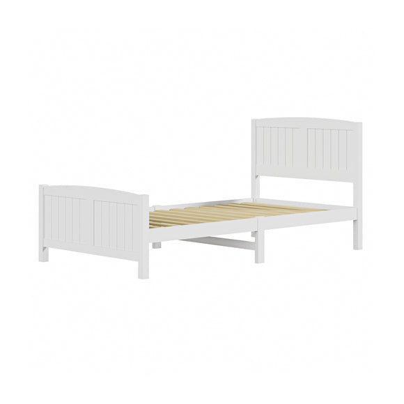 NNEED Bed Frame King Singe Size Timber Platform White