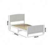 NNEED Bed Frame King Singe Size Timber Platform White