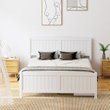 NNEED Wooden Bed Frame Queen Size with Trundle Drawers White