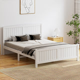 NNEED Bed Frame Queen Size Timber Platform White