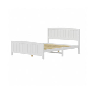 NNEED Bed Frame Queen Size Timber Platform White