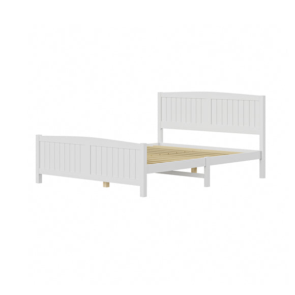 NNEED Bed Frame Queen Size Timber Platform White