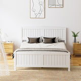 NNEED Bed Frame Queen Size Timber Platform White
