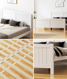 NNEED Bed Frame Queen Size Timber Platform White