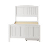 NNEED Wooden Bed Frame Single Size with Trundle Drawers White
