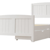 NNEED Wooden Bed Frame Single Size with Trundle Drawers White