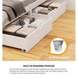 NNEED Wooden Bed Frame Single Size with Trundle Drawers White