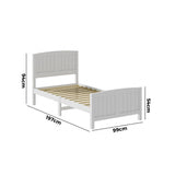NNEED Bed Frame Singe Size Timber Platform White