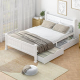 NNEED Wooden Bed Frame Double with Storage Drawers Trundles