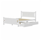 NNEED Wooden Bed Frame Double with Storage Drawers Trundles