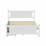 NNEED Wooden Bed Frame Double with Storage Drawers Trundles