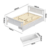 NNEED Wooden Bed Frame Double with Storage Drawers Trundles