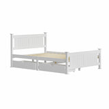 NNEED Wooden Bed Frame Double with Storage Drawers Trundles