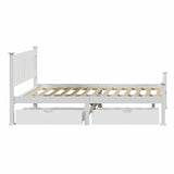 NNEED Wooden Bed Frame Double with Storage Drawers Trundles