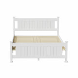 NNEED Wooden Bed Frame Double Size Pine Wood White