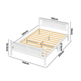 NNEED Wooden Bed Frame Double Size Pine Wood White