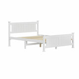 NNEED Wooden Bed Frame Double Size Pine Wood White