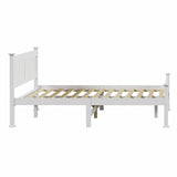 NNEED Wooden Bed Frame Double Size Pine Wood White