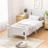 NNEED Wooden Bed Frame King Single Pine Wood White